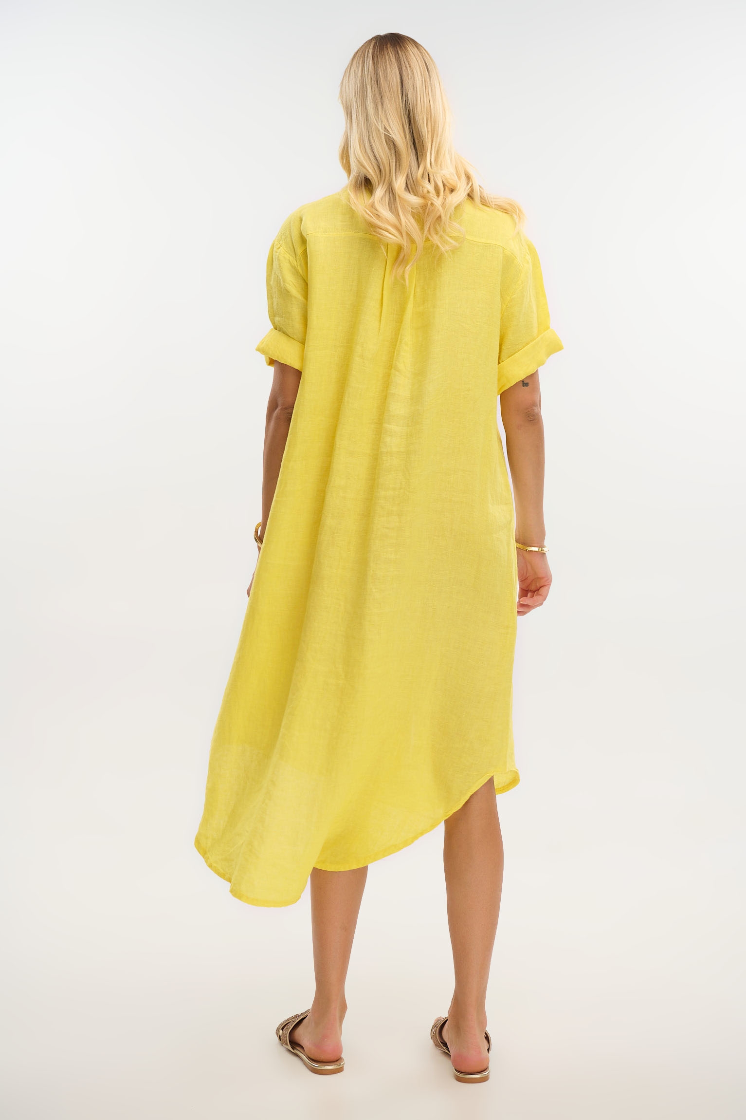Long Linen Shirt with Mao Collar