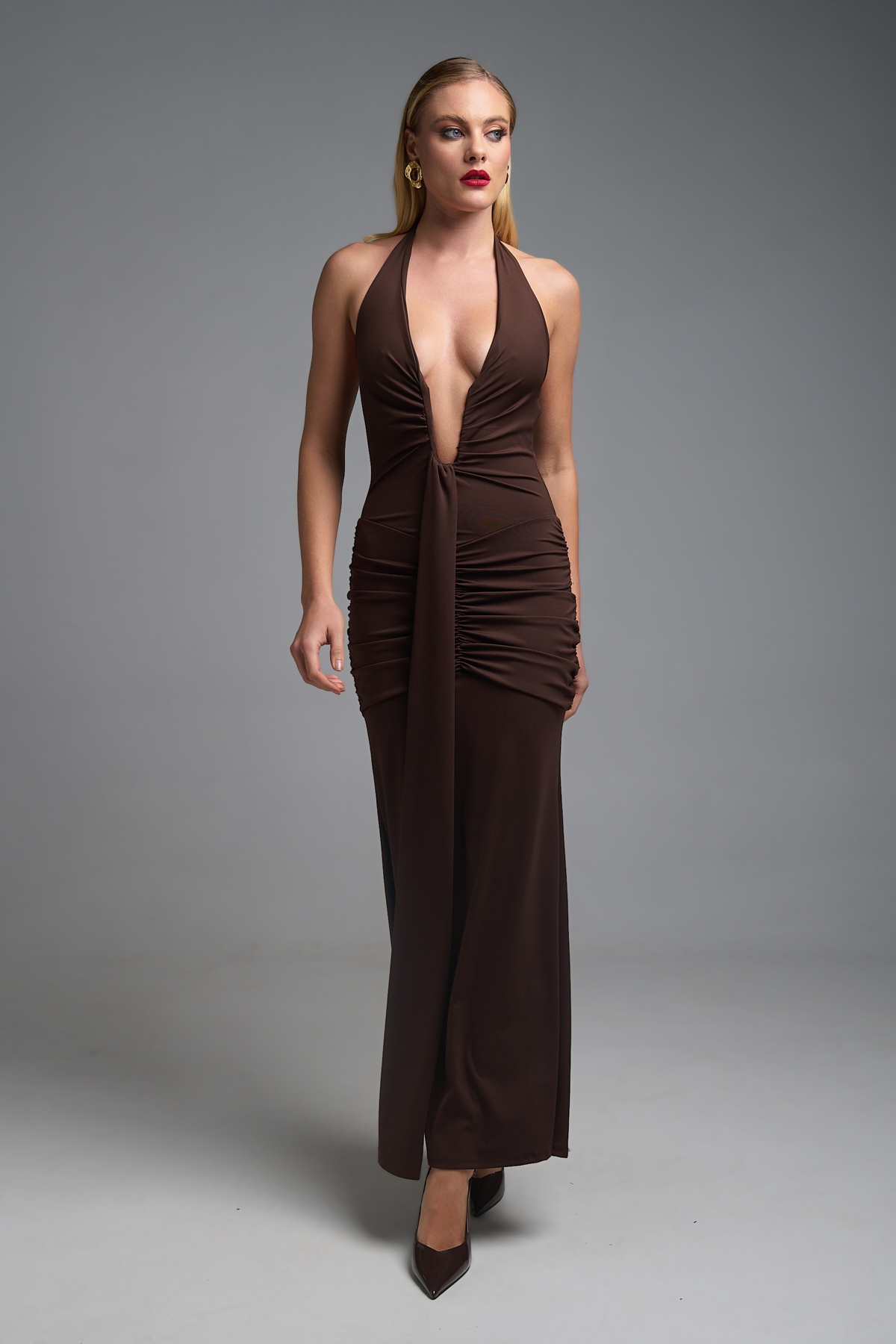 Φόρεμα Μάξι Δετό Με Σούρα