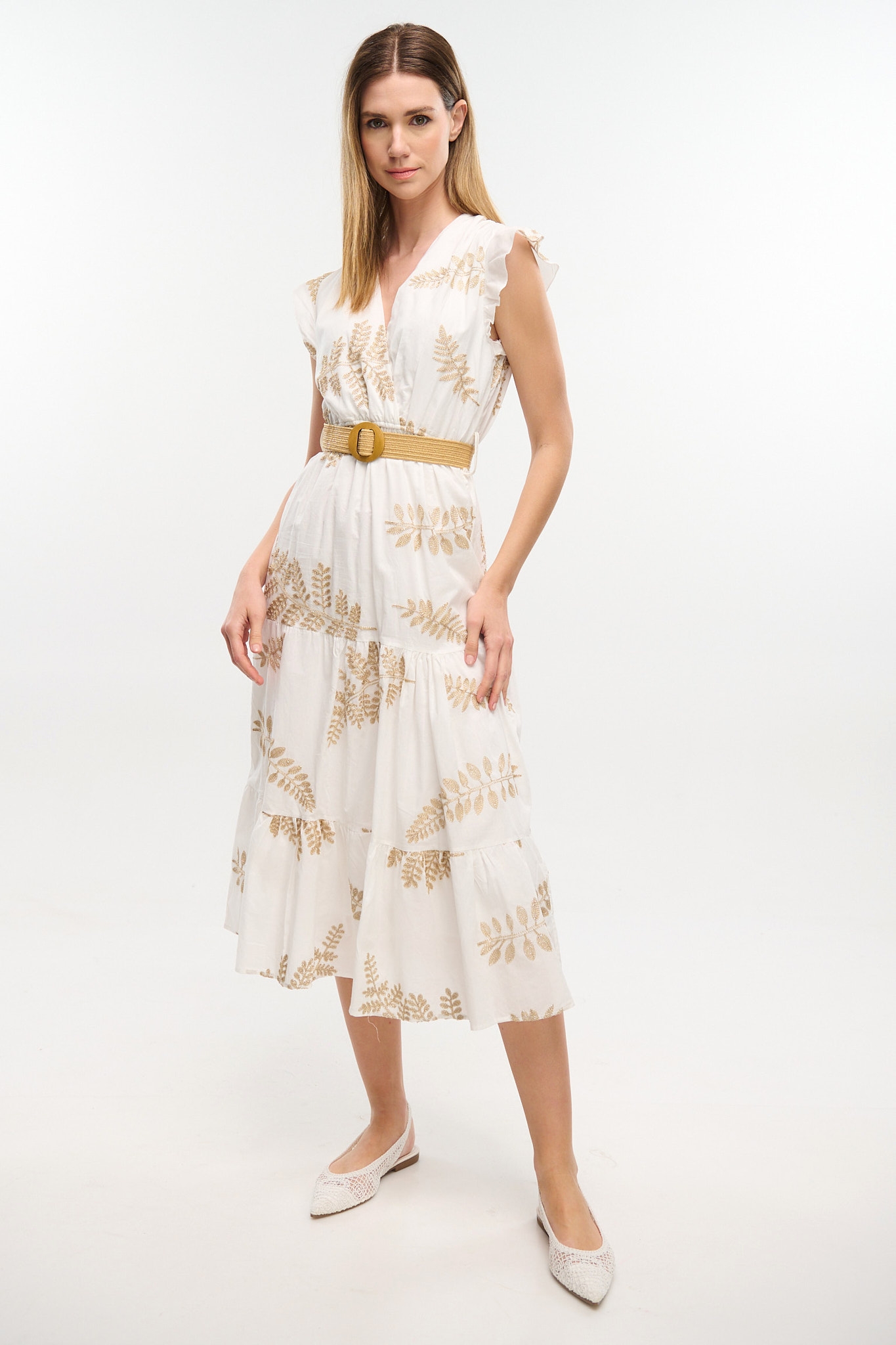 Midi Dress With Gold Details
