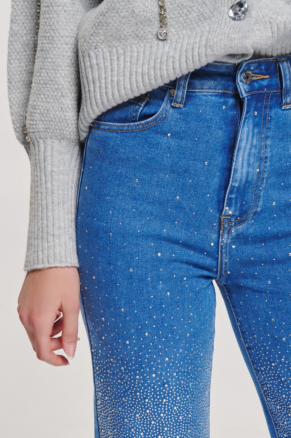 Rhinestoned Bell-Bottomed Jeans