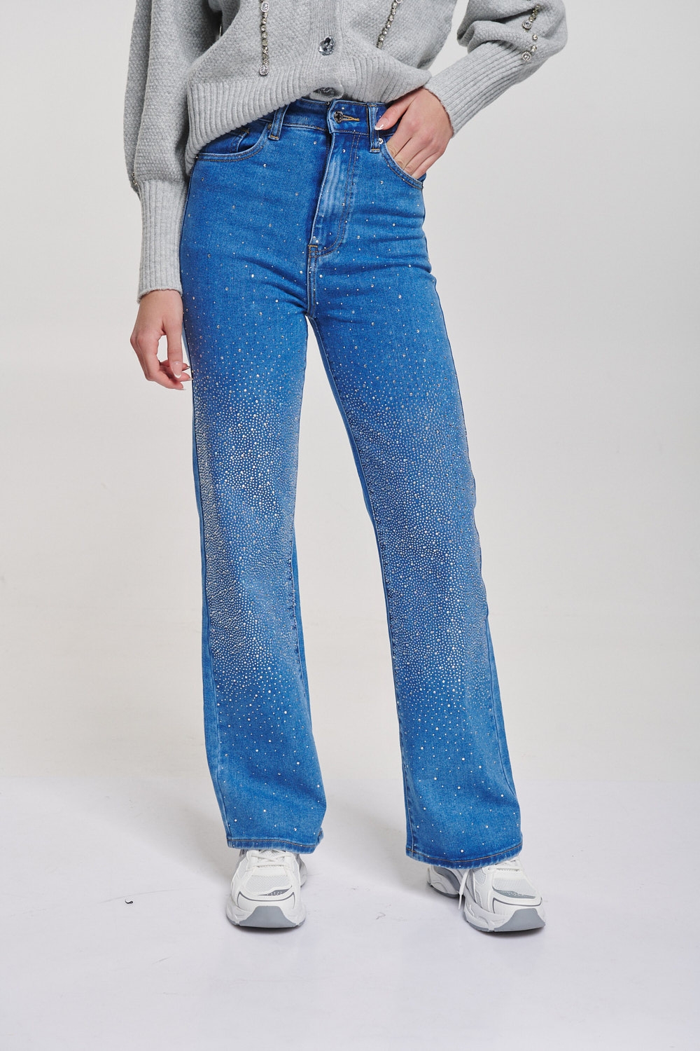 Rhinestoned Bell-Bottomed Jeans