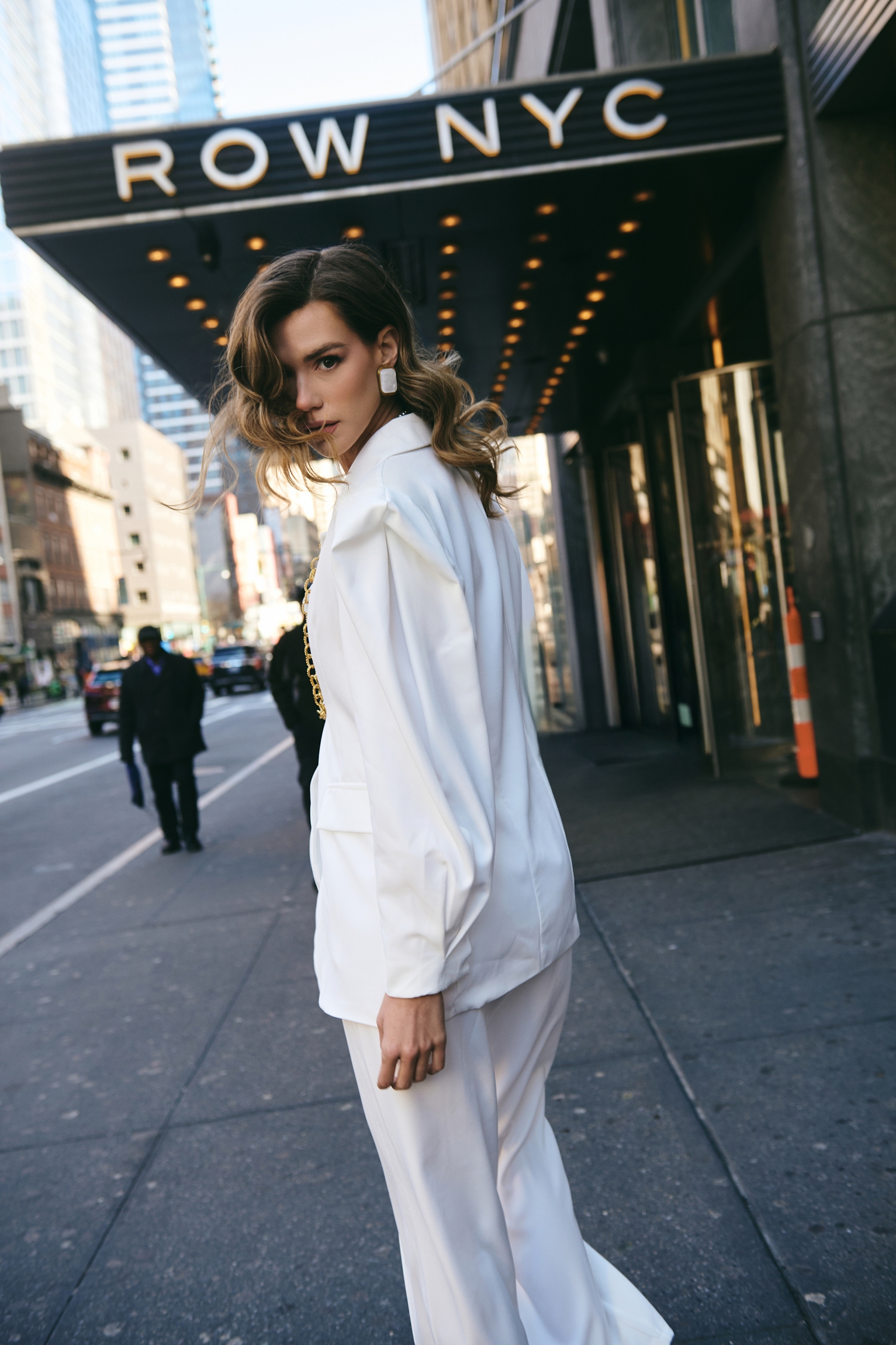 Set Puffed Sleeves Blazer & Wide Pants