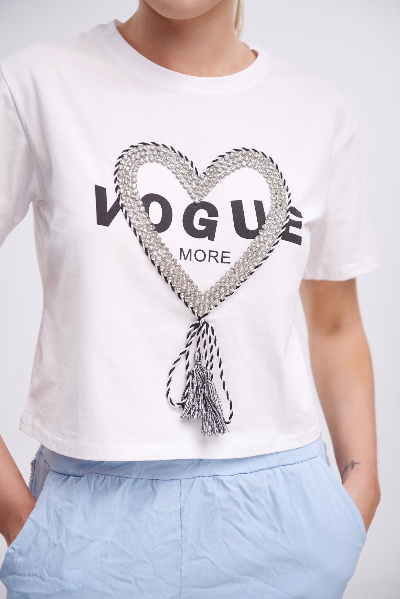 T-Shirt Voque Με Καρδιά Στρας