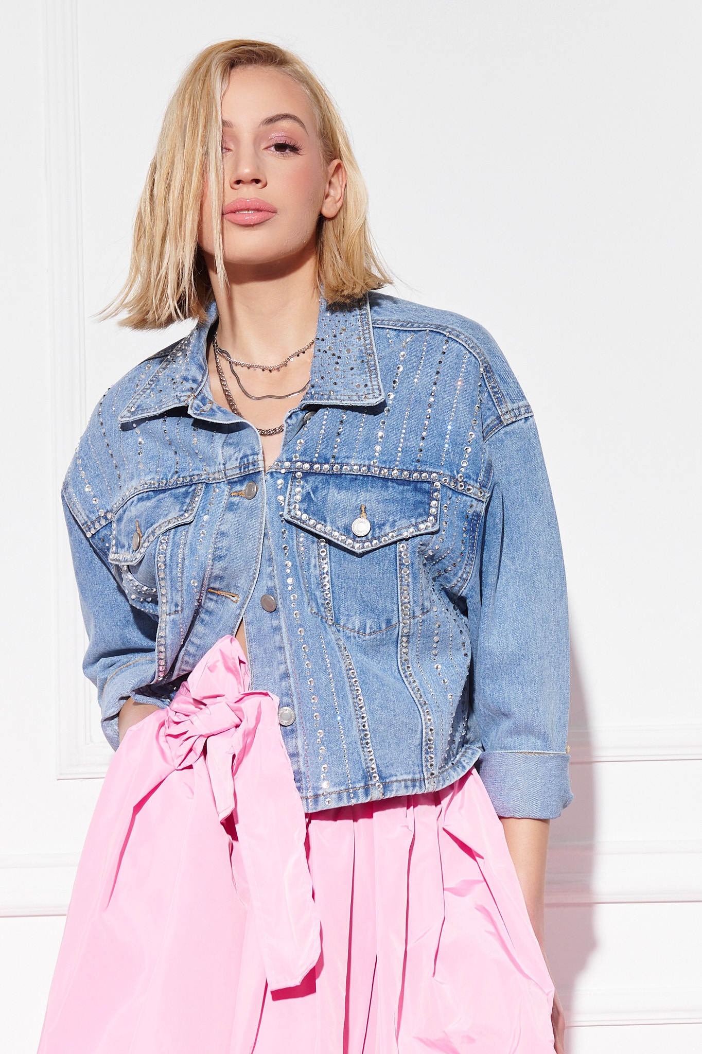 Rhinestoned Denim Jacket