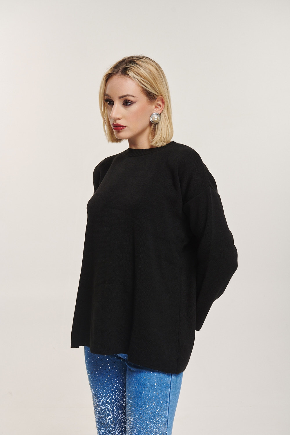 Side Buttoned Knited Blouse