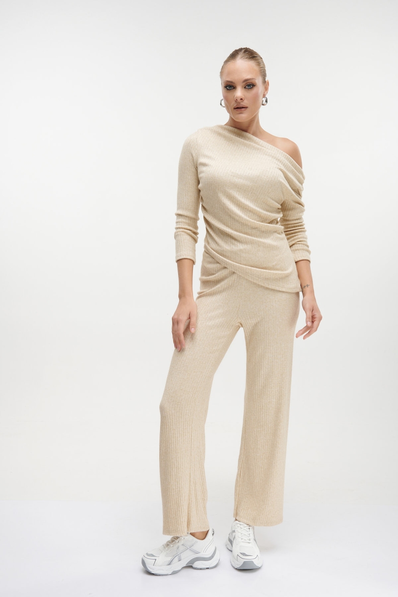 Draped Blouse & Pants Set