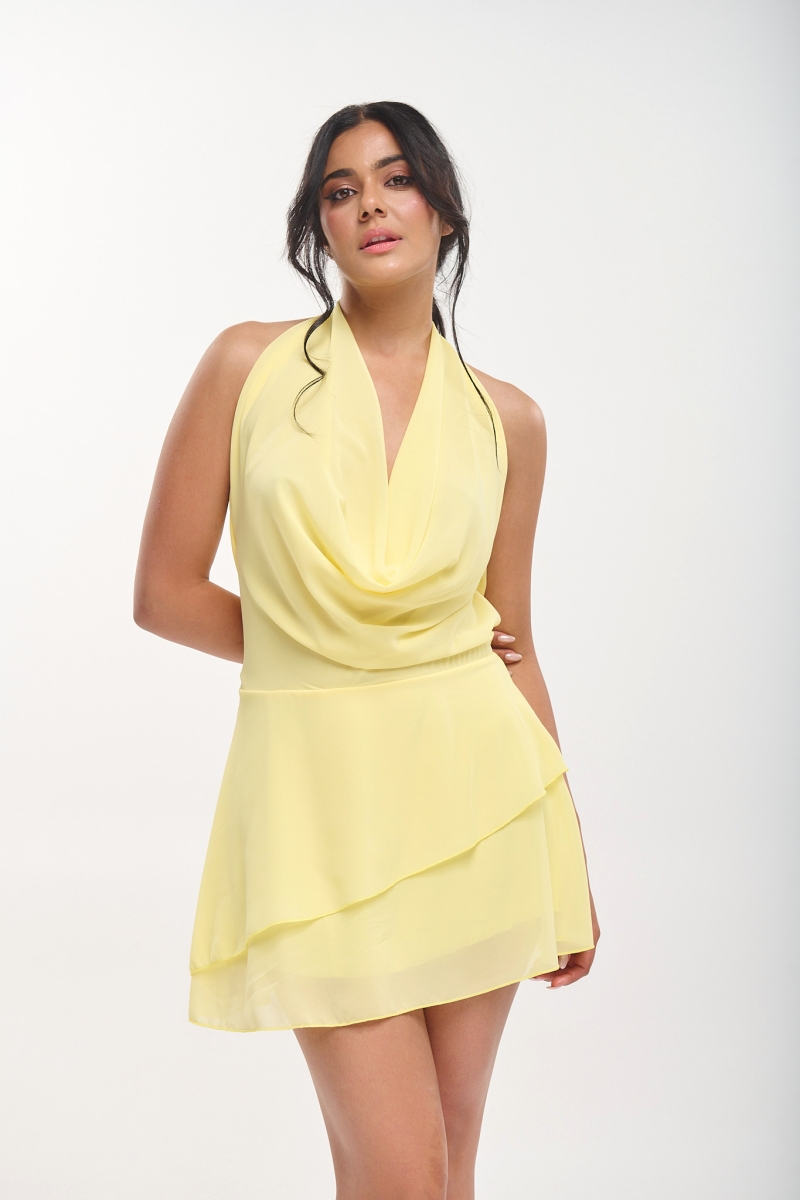 Short Draped Chiffon Dress