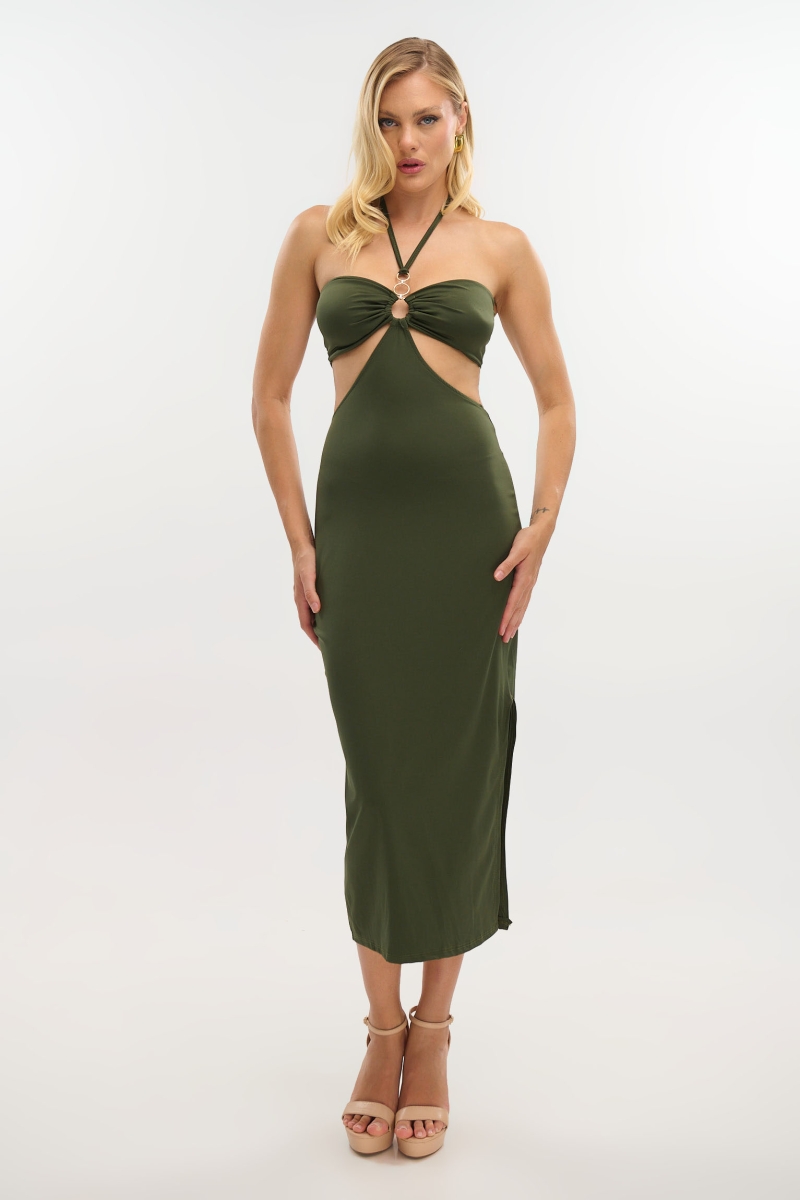 Cut-Out Midi Dress with Ring Detail