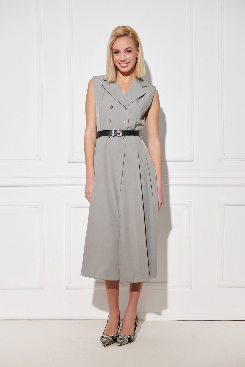 Gold Buttons Detailed Maxi Dress