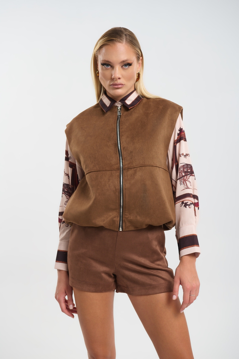 Suede Zipped Vest