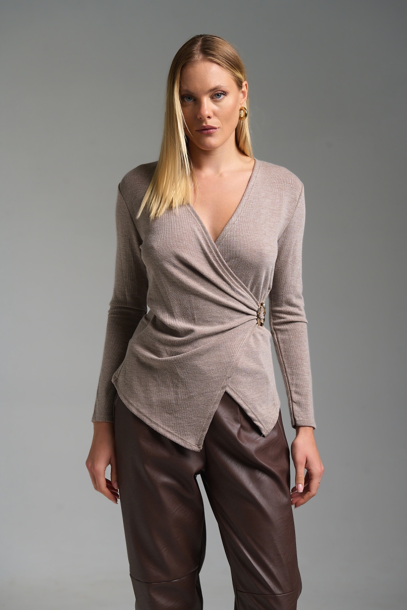 Μπλούζα Μακρυμάνικη Πλεκτή Με Τόκα Πλάι