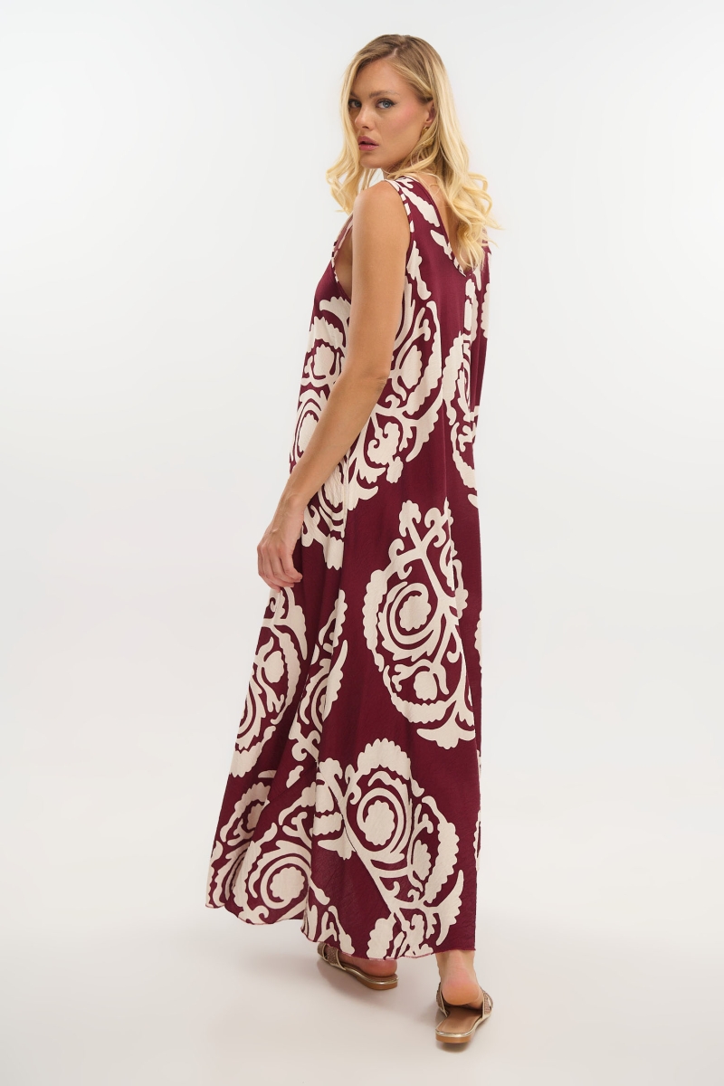 Bold Two-Tone Maxi Dress with Wide Straps & Statement Paisley