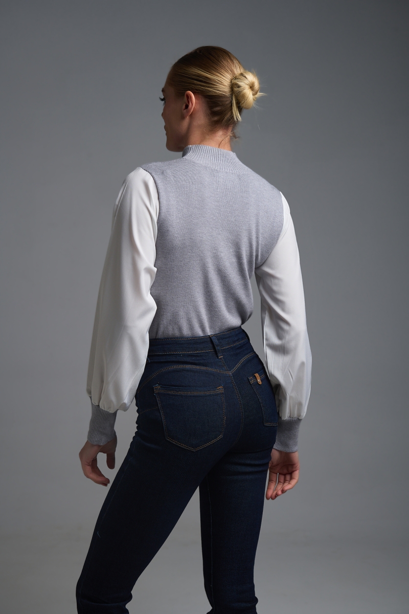 Μπλούζα Πουκάμισο Μανίκι Πλεκτό