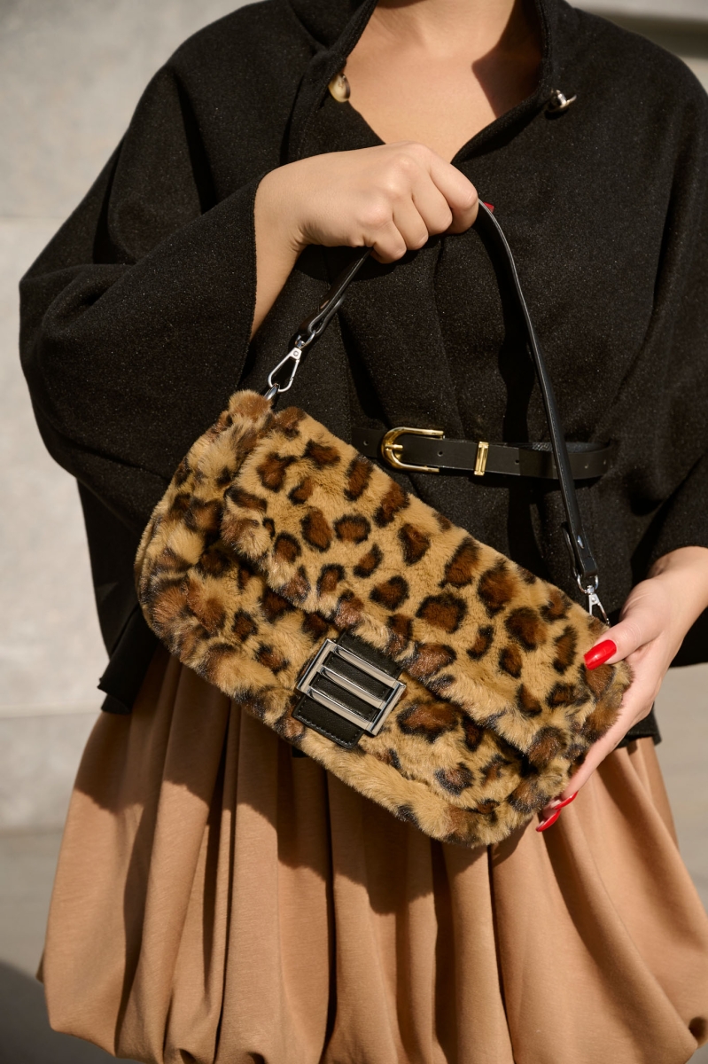 Animal Printed Fur Handbag