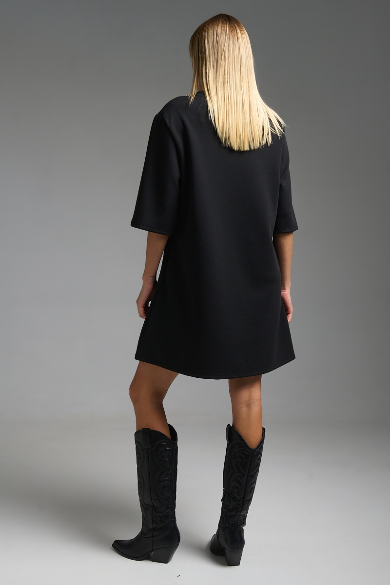 Φόρεμα Μίνι Κοντομάνικο Με Στρας Κολιέ