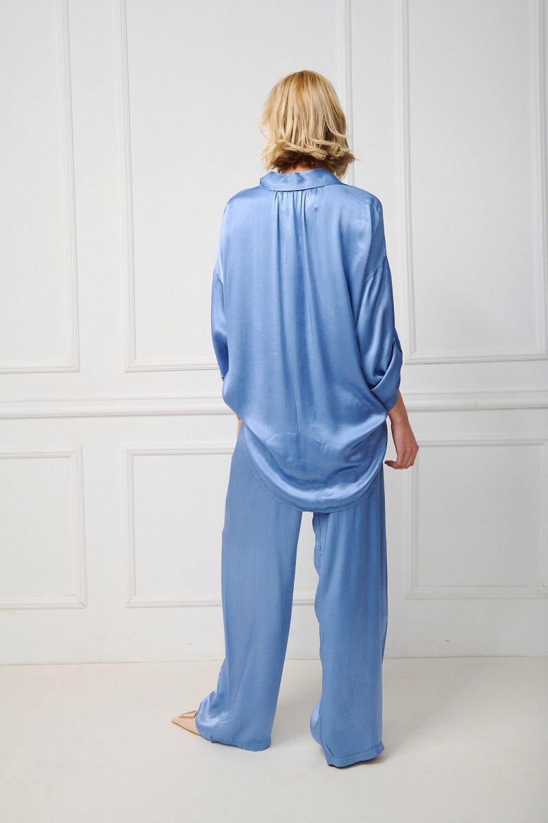 Two Pieces Satin Pants & Shirt