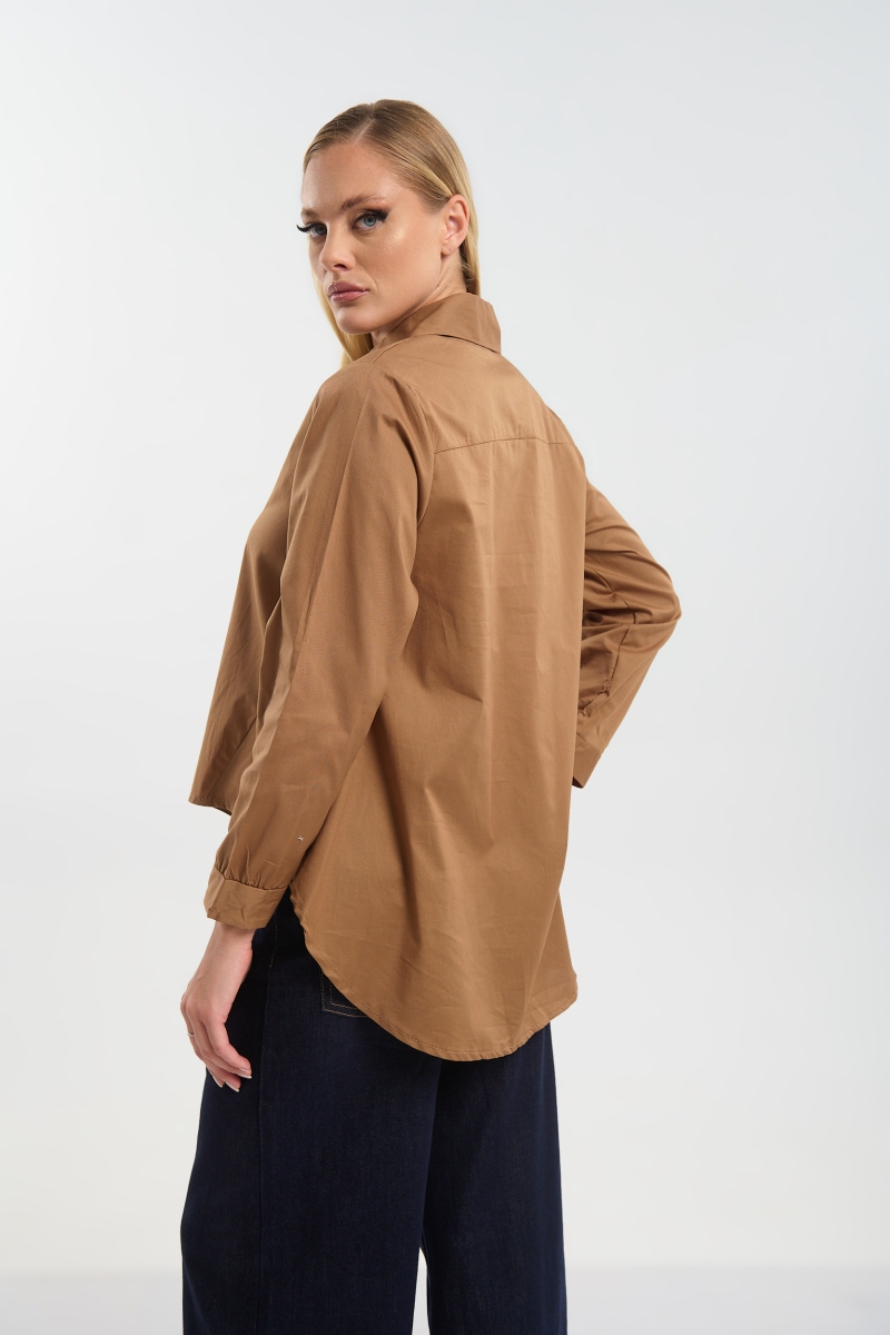Poplin Shirt with Rhinestone Buttons