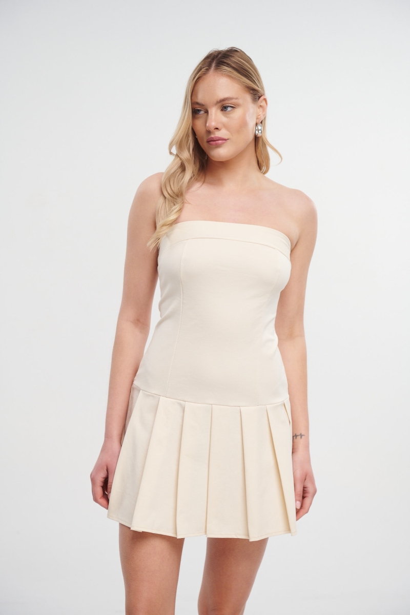 Pleated Bottom Strapless