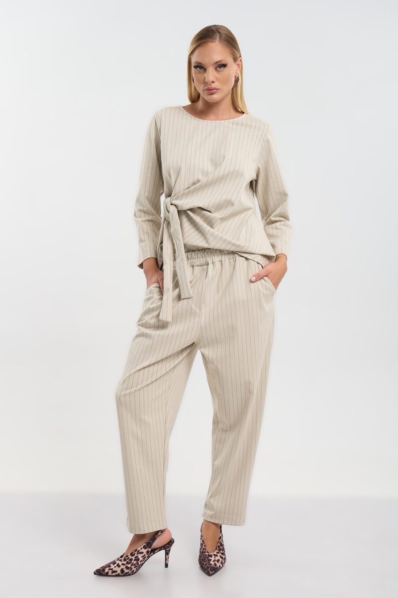 Σετ Μπλούζα Βράκα Ριγέ Με Δέσιμο