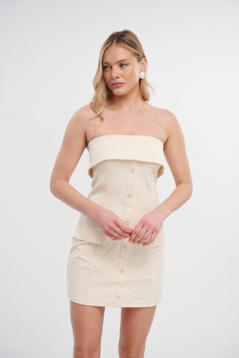 Mini Strapless Dress With Pocket