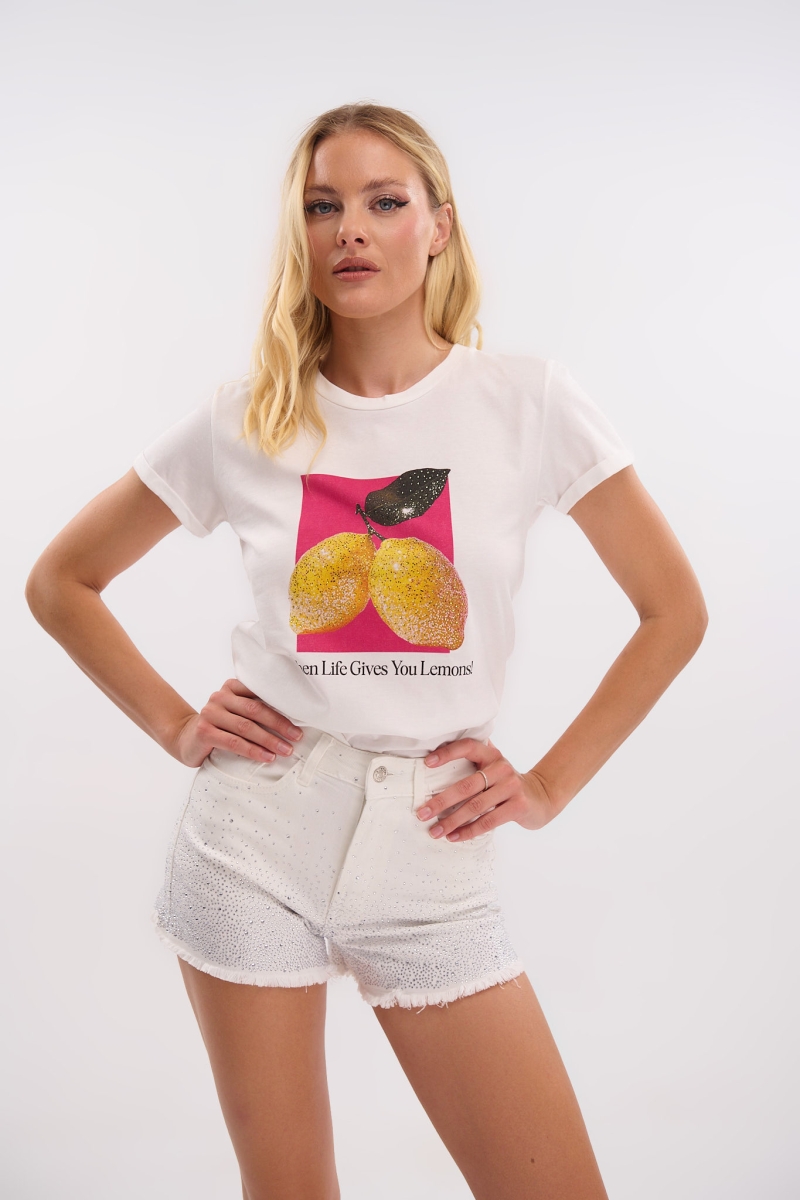 Rhinestone Denim Shorts with Frayed Hem