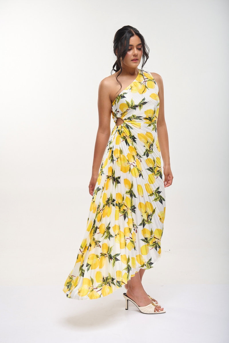 Midi Dress With Lemon Print