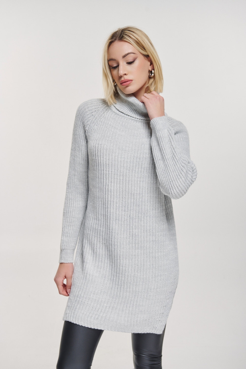 Lurex Knitted Turtleneck Dress