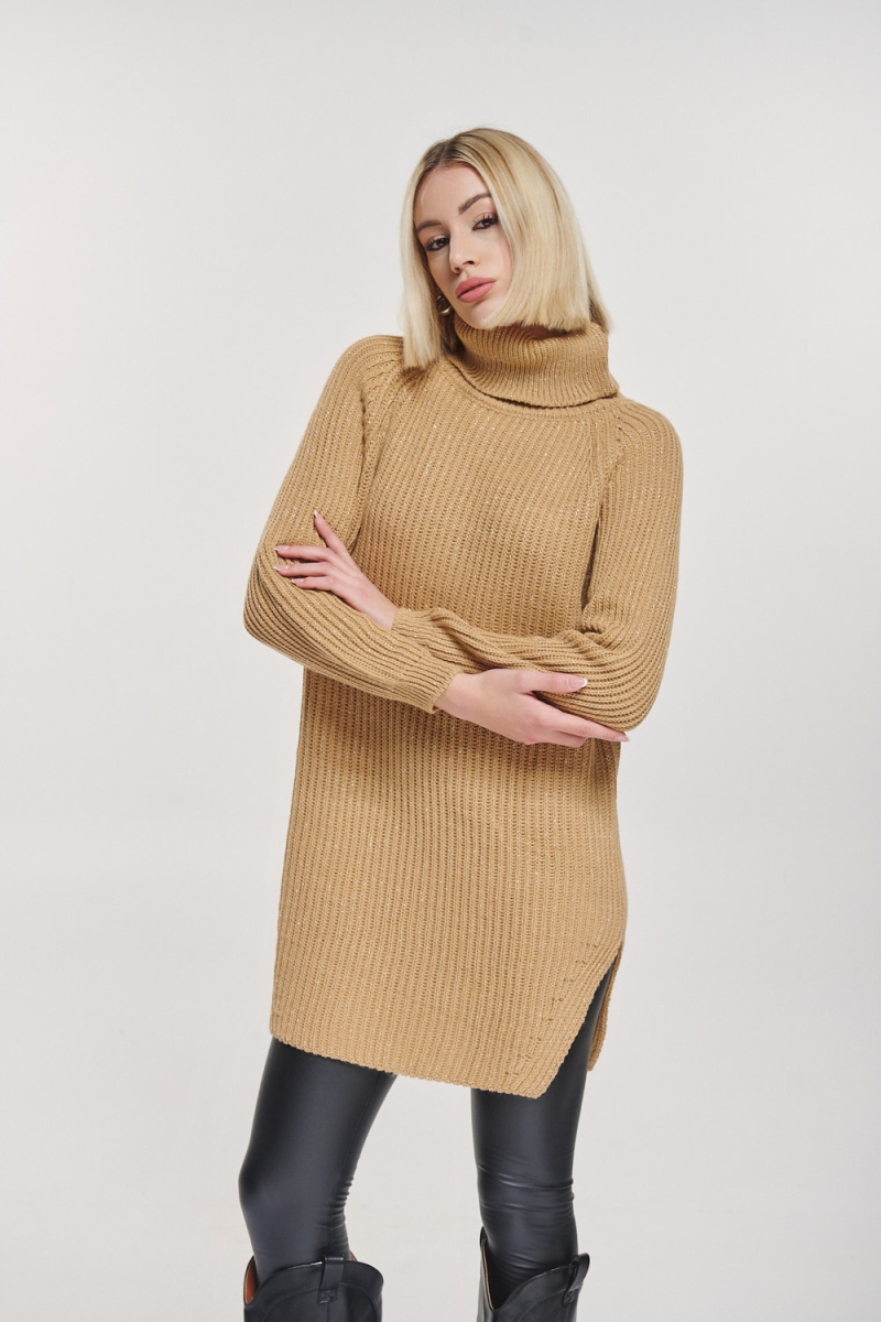 Lurex Knitted Turtleneck Dress