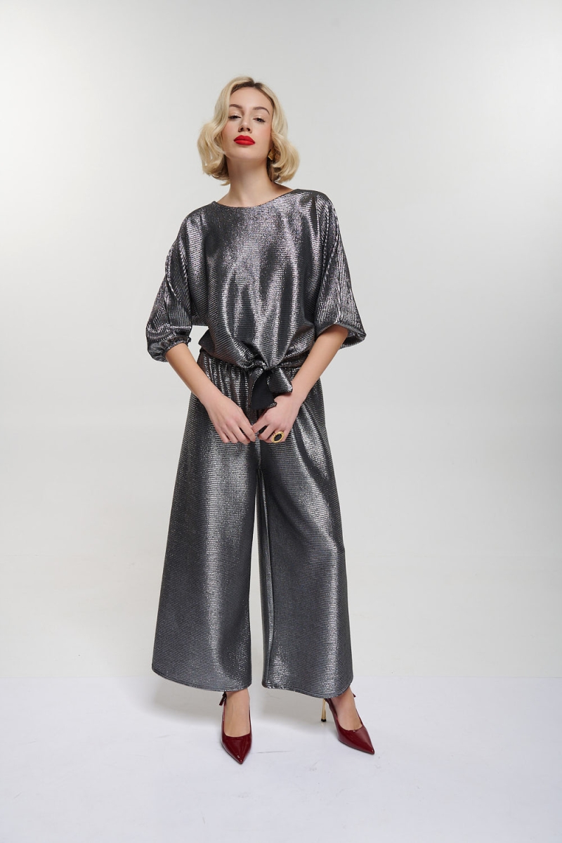 Shiny Wide Leg Pants