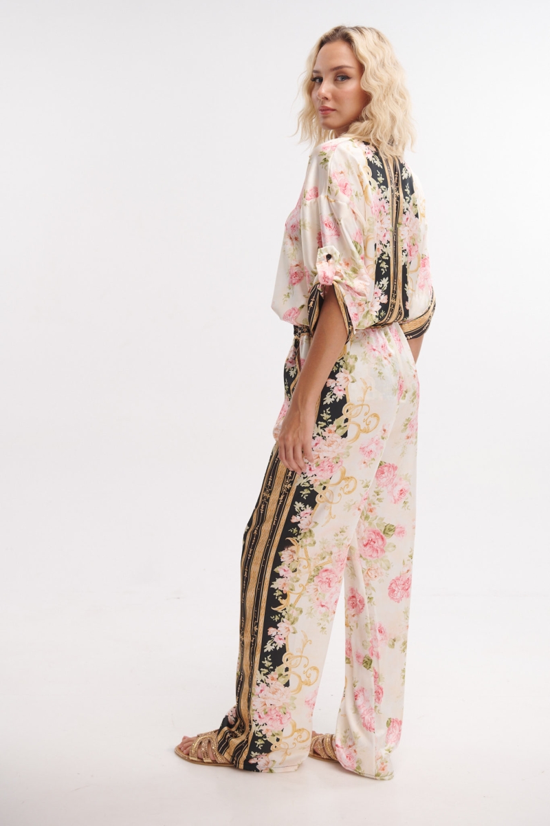 Golden Roses Printed Shirt Pantaloon Set