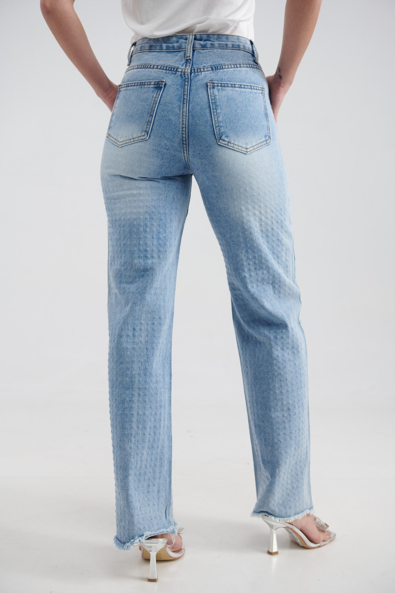 Rhinestoned Jeans Trousers