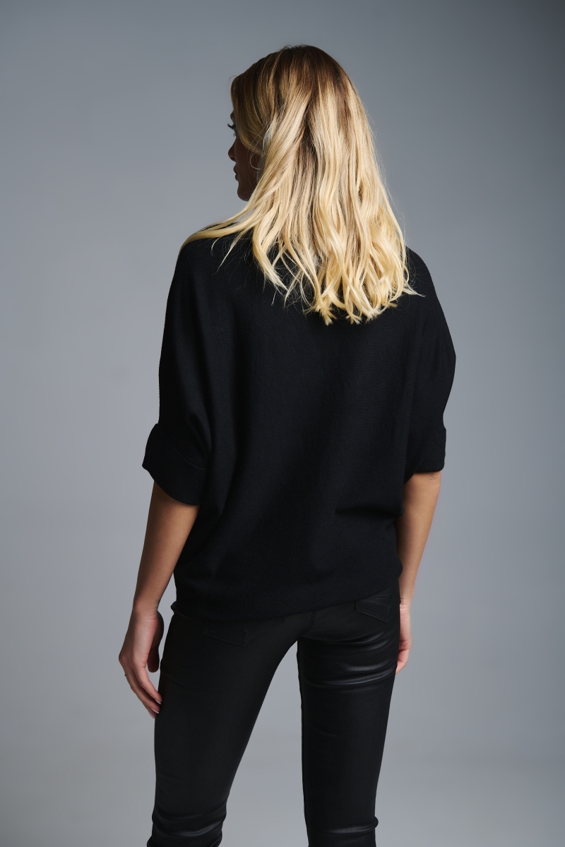 Μπλούζα Νυχτερίδα Με Χάντρες Λουλούδια