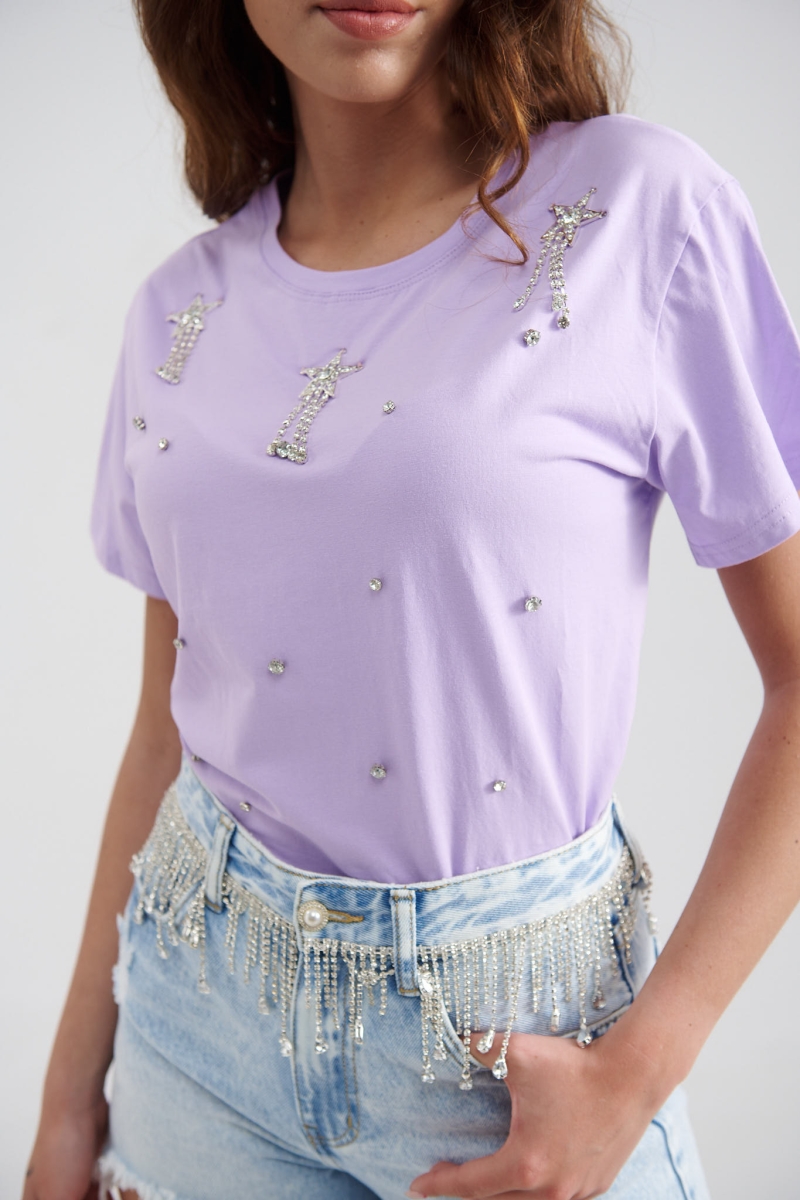 Stars Rhinestoned T-Shirt