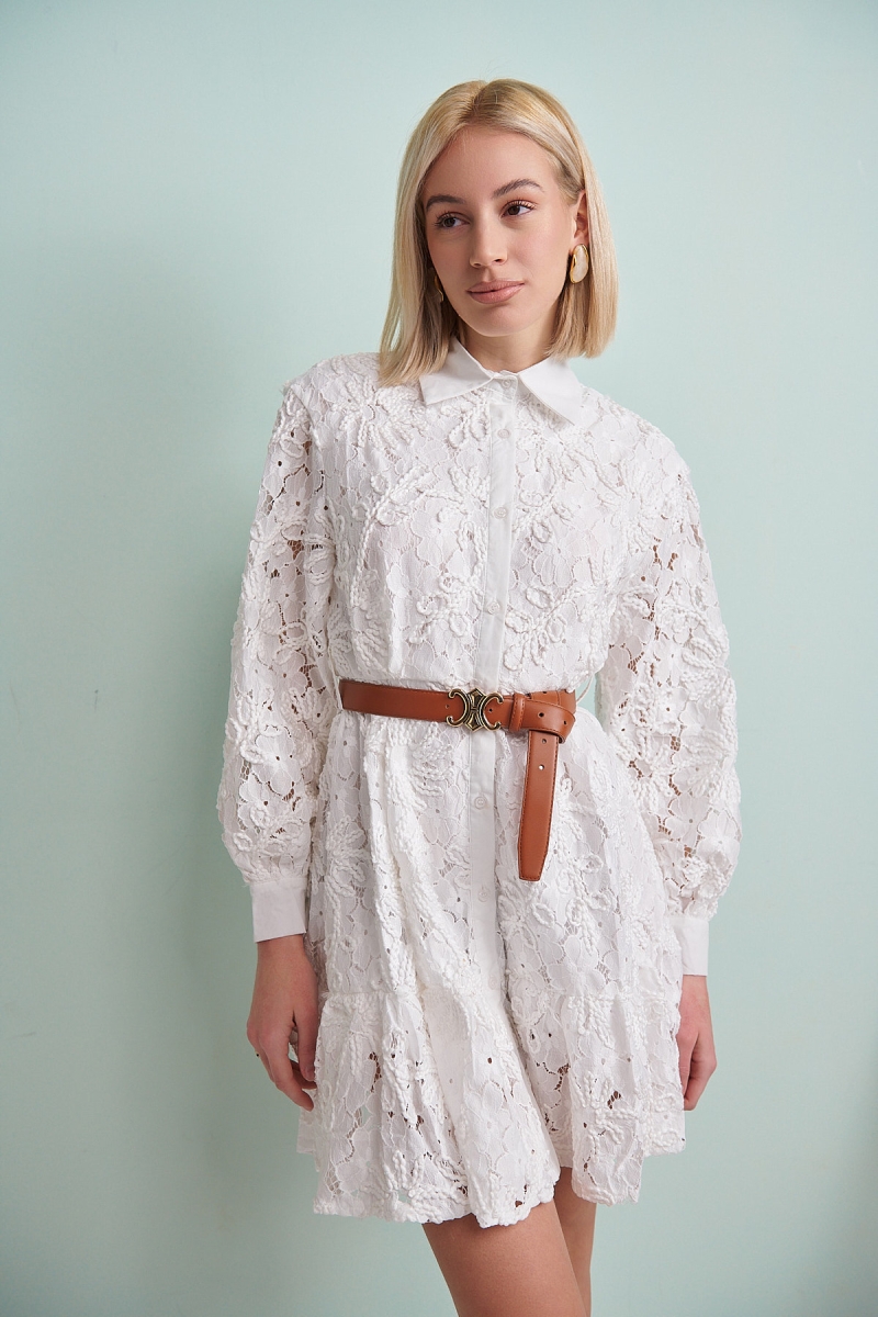 Flowered Lace Mini Dress