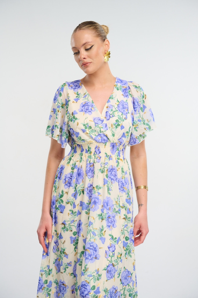 Wind Flower Print Maxi Dress
