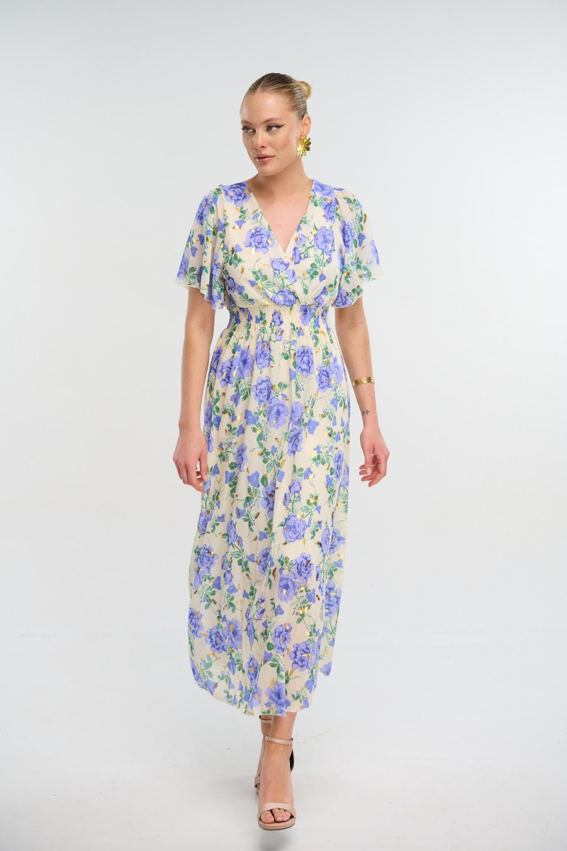 Wind Flower Print Maxi Dress