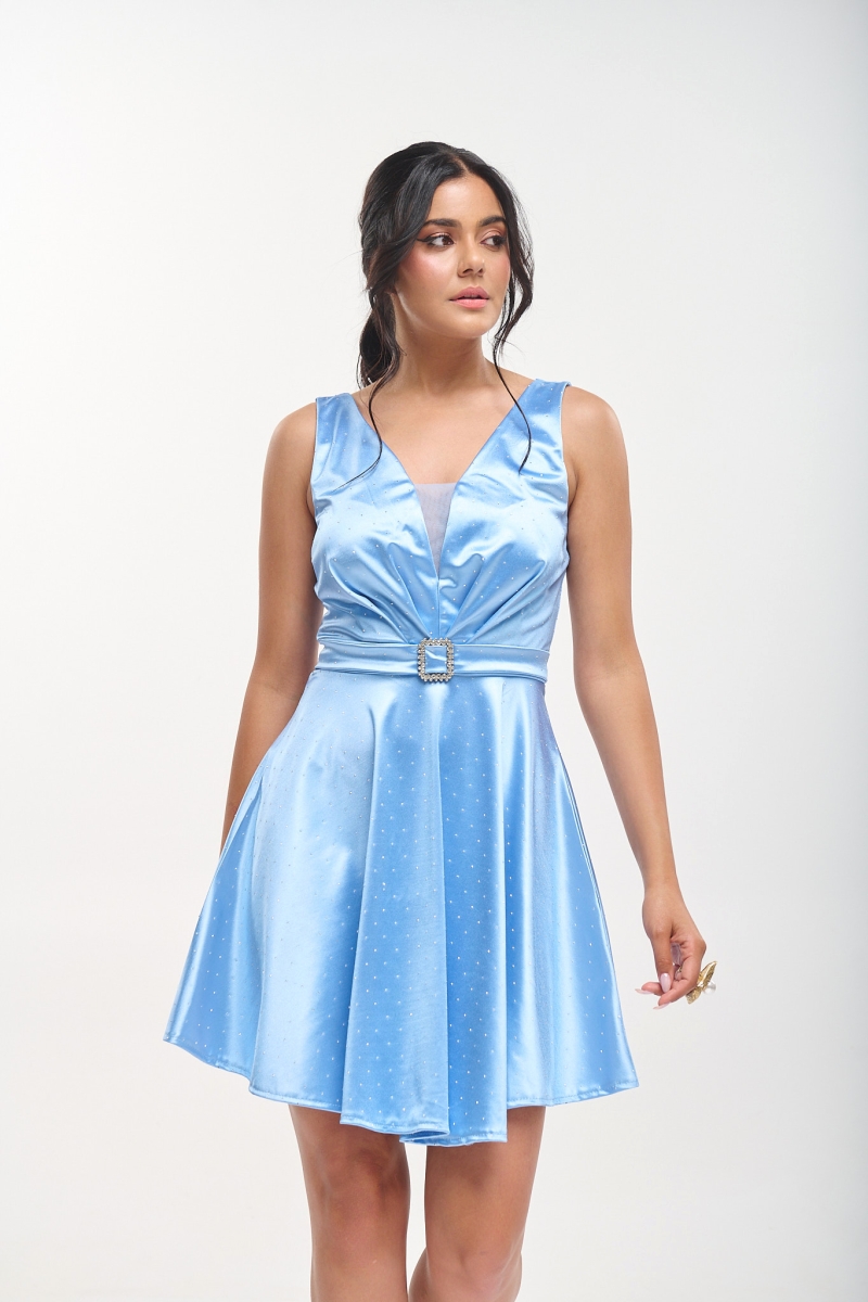 Mini Dress With Tulle & Rhinestones