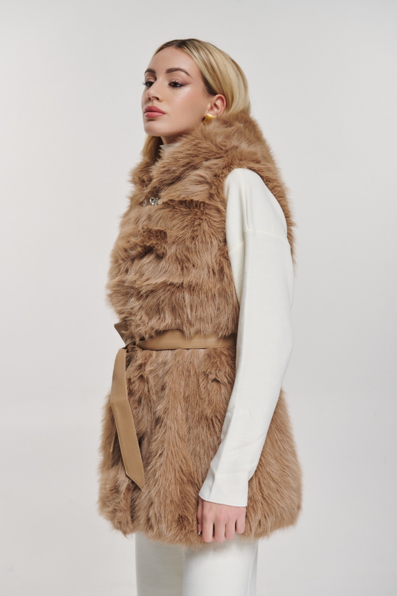 Belted Fur Vest Fur