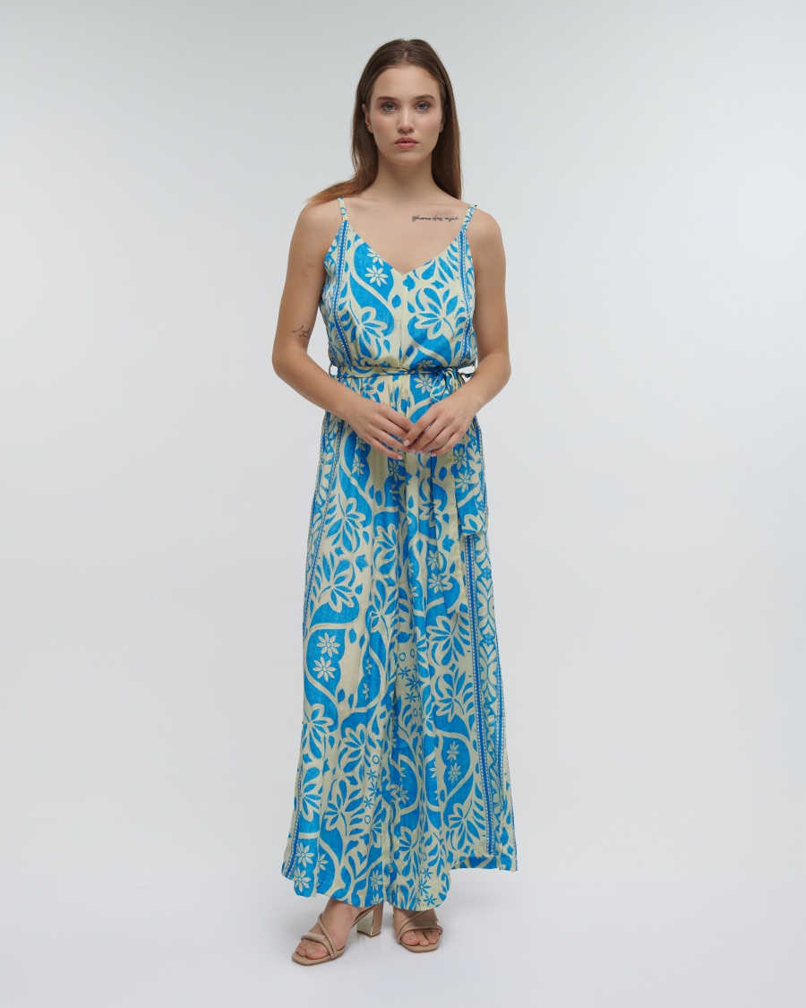 Ble Floral Sleeveless  Jumpsuit