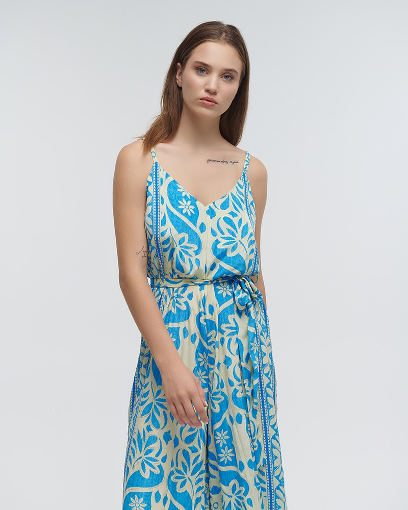 Ble Floral Sleeveless  Jumpsuit