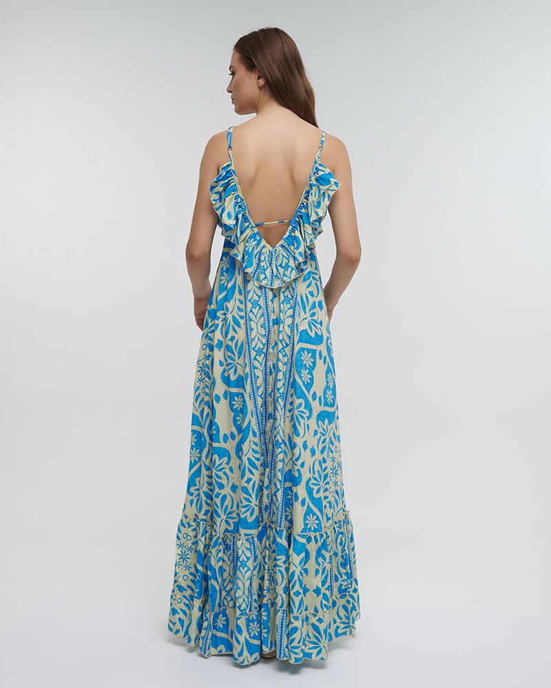 Ble Floral Maxi Dress With Flower Print