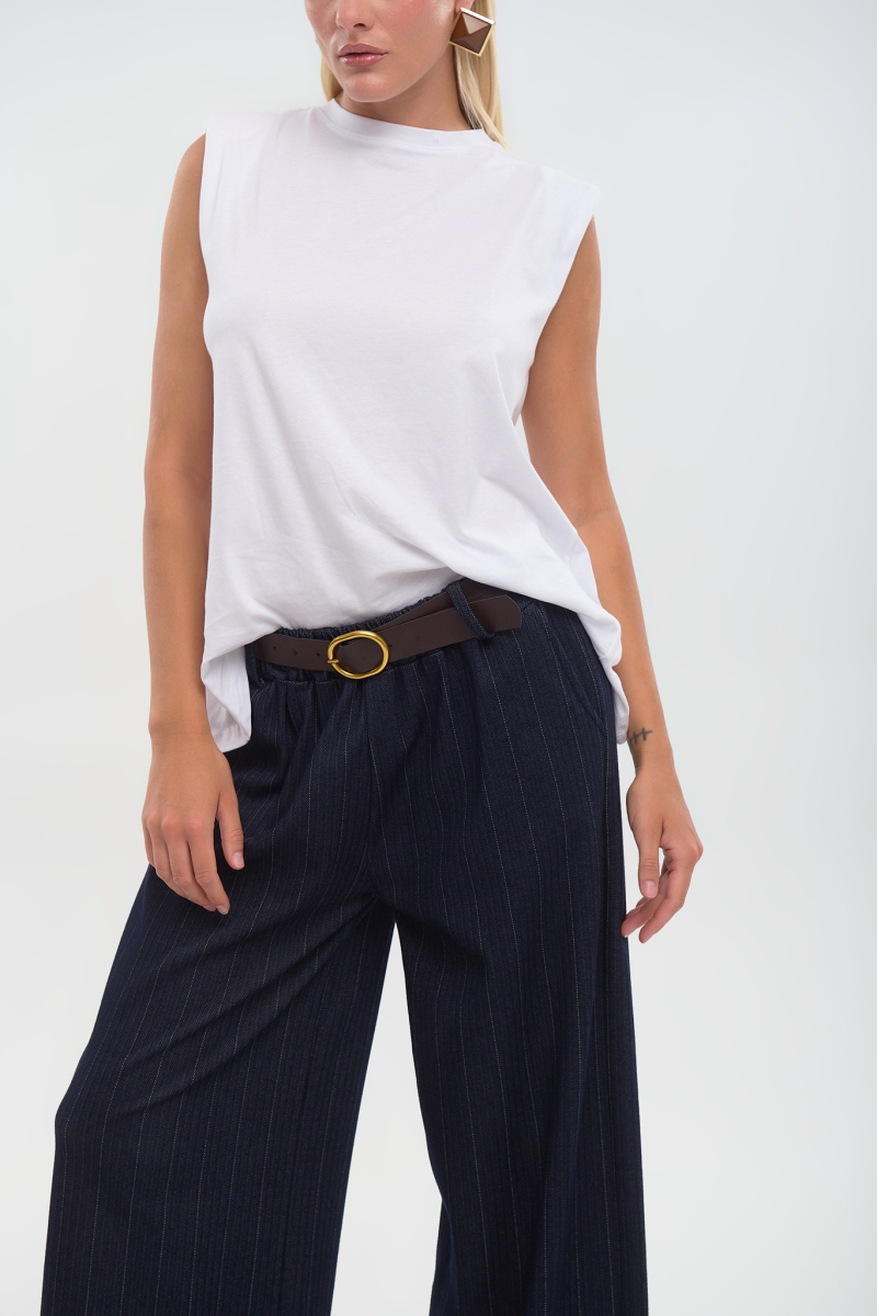 Kelly’s Padded Shoulder T-Shirt with Sparkling Strass