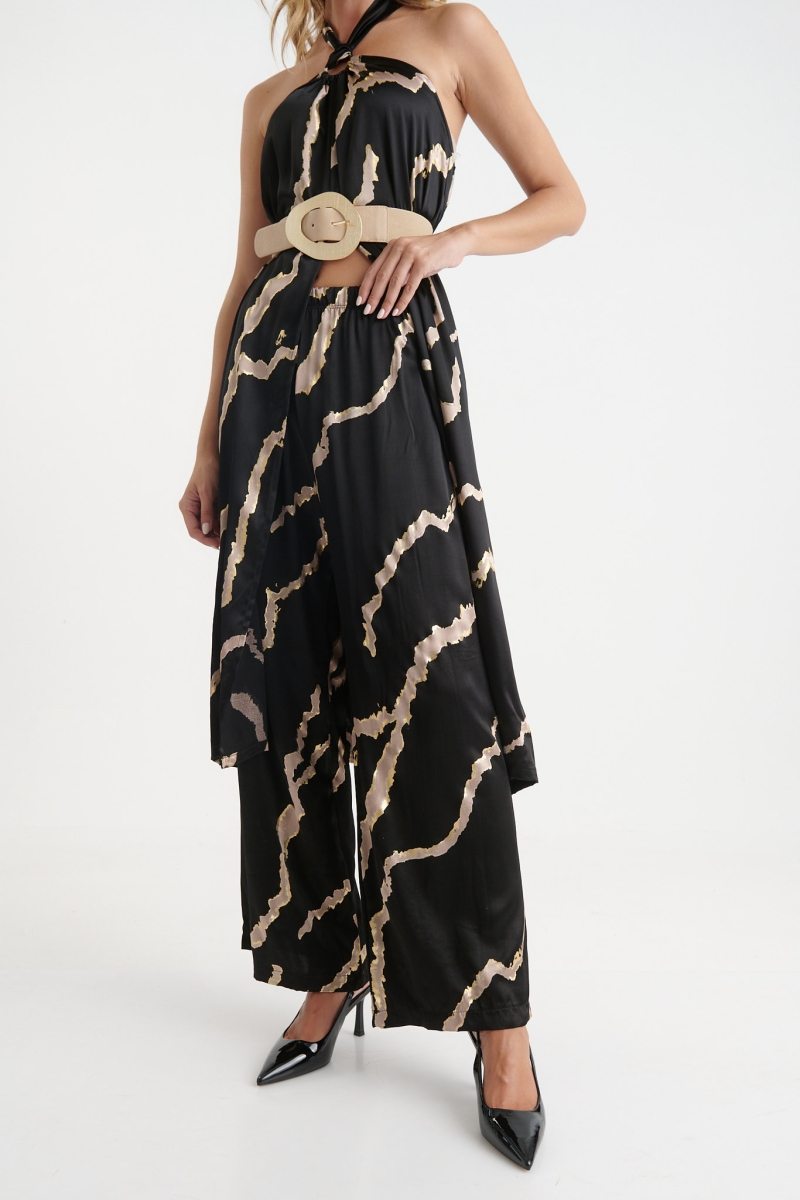 Kelly's Gold Printed Wide Leg Pants