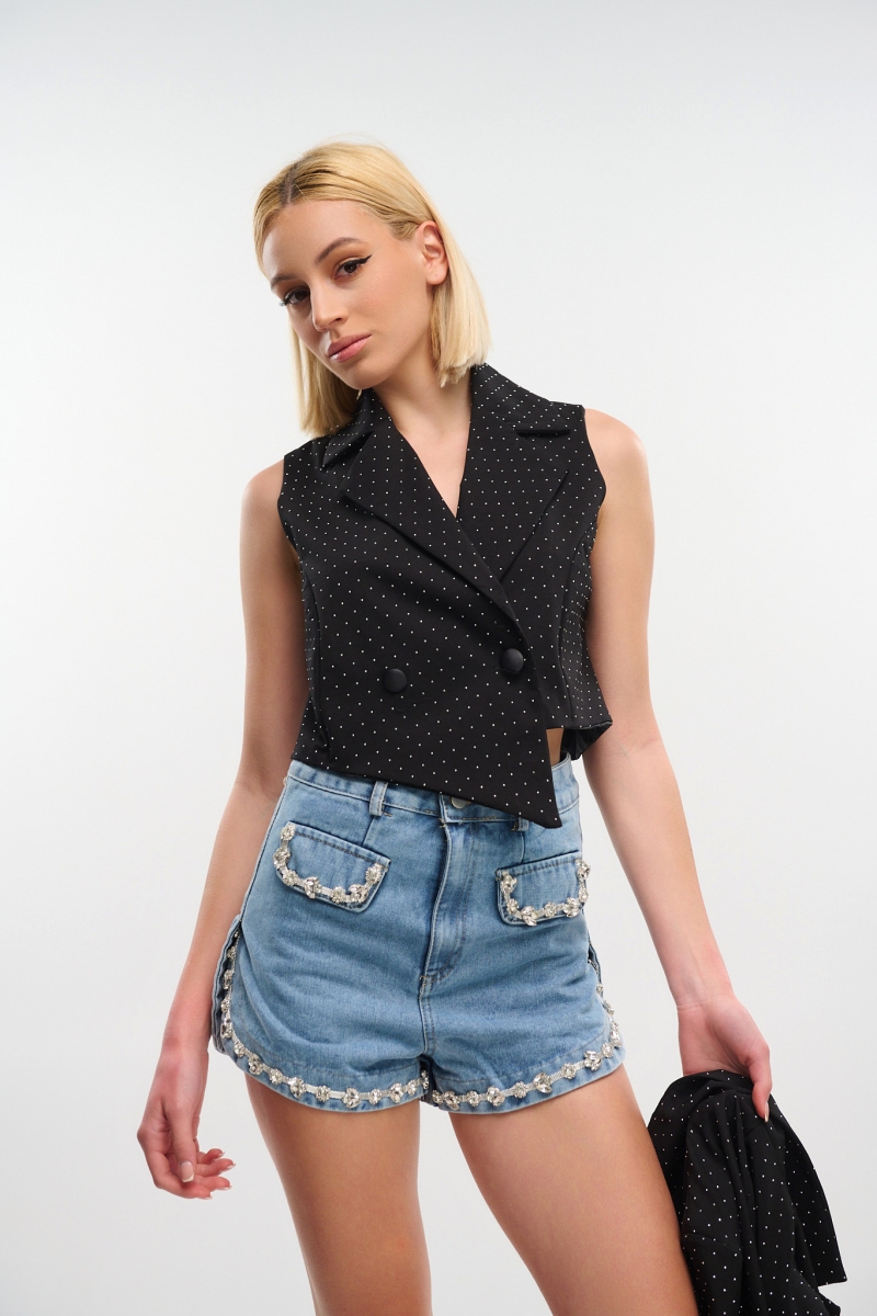 Kelly's Vest With Rhinestones