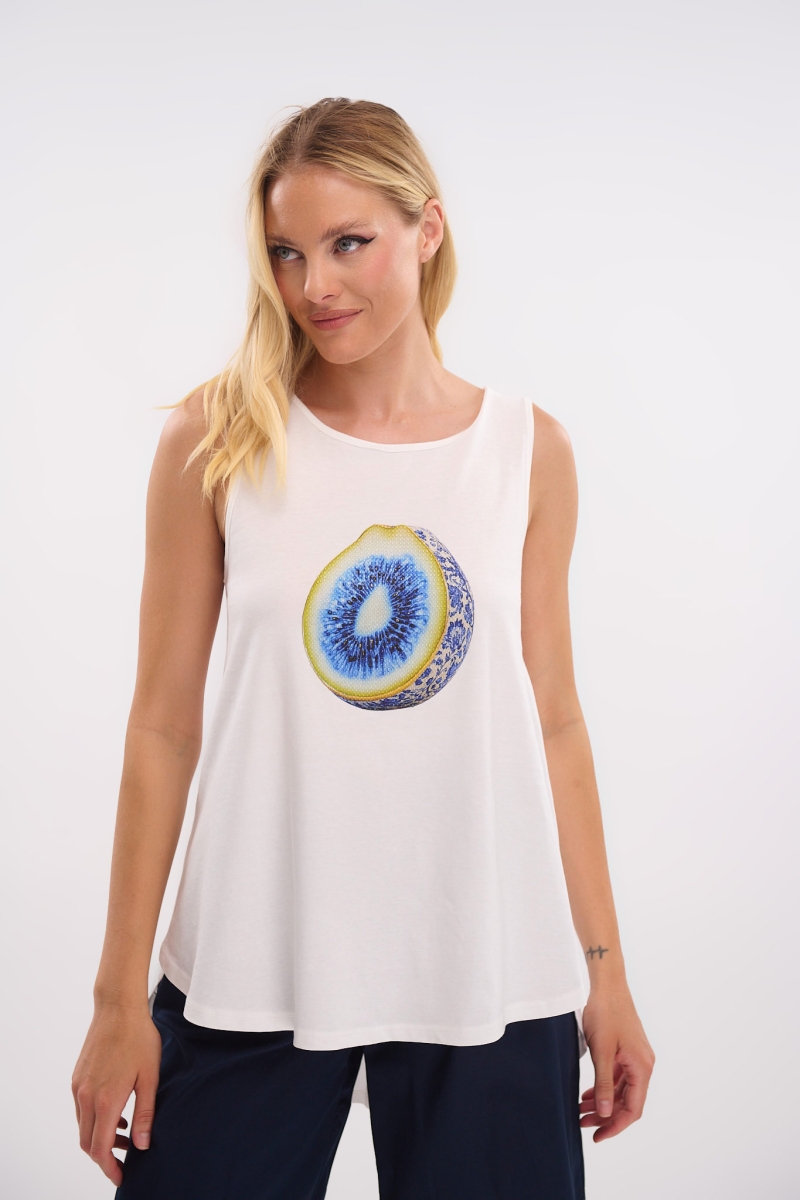 Sleeveless Top with Coconut Print