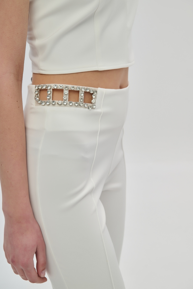 De Javu Trousers with Laser Cut Design and Rhinestones