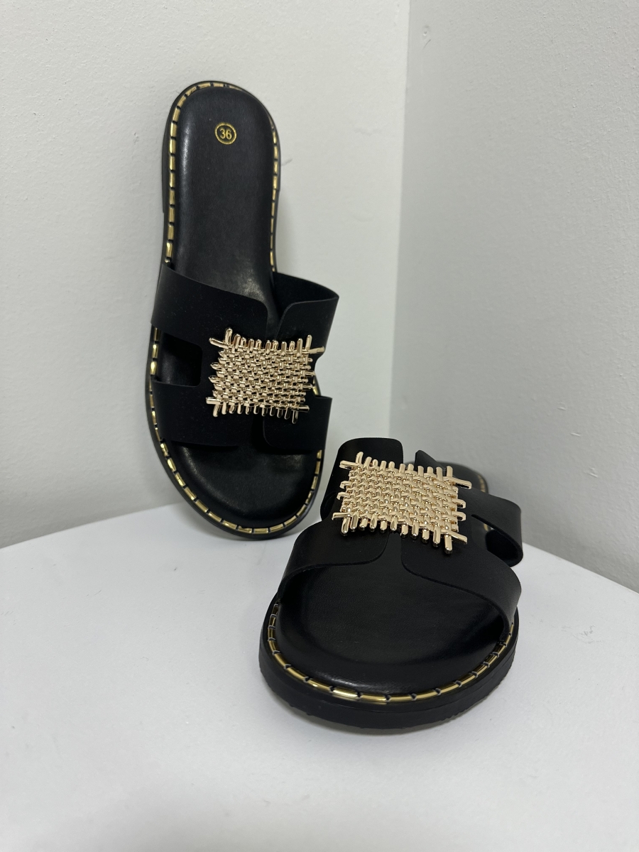 Gold Detailed Slippers