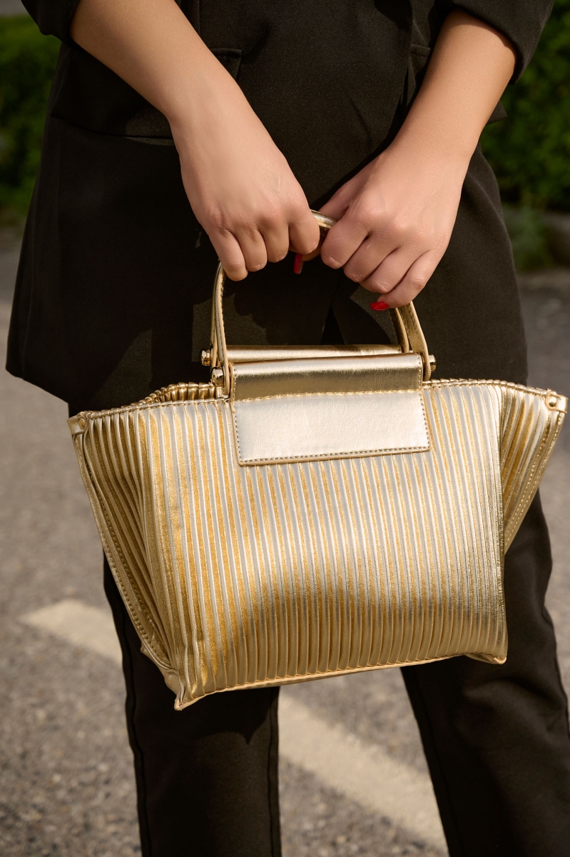 Pleated PU Handbag