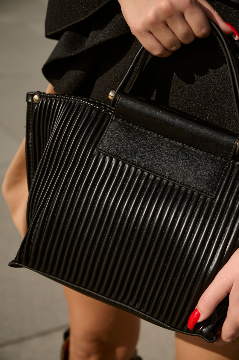 Pleated PU Handbag