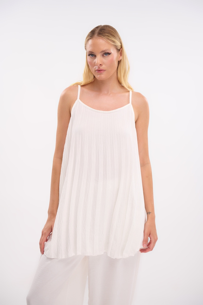 Top with Wide Pleated Strap